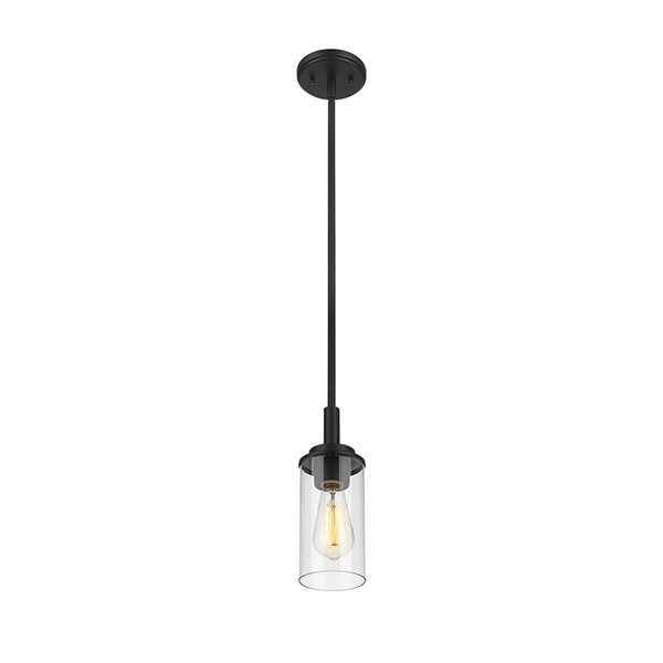 Millennium Lighting Janna Matte Black Contemporary Clear Glass Geometric Incandescent Mini Pendant Light