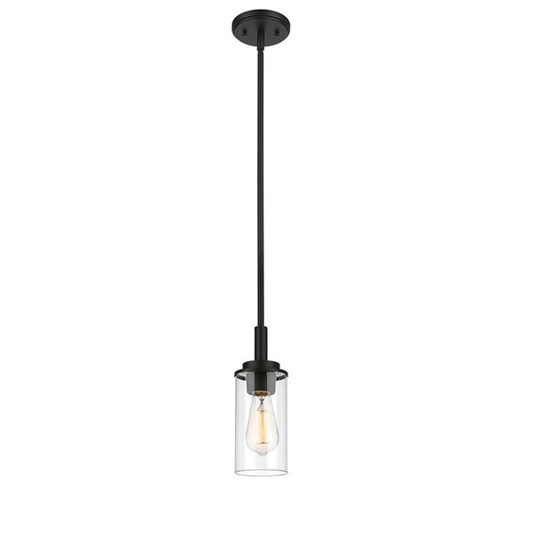 Millennium Lighting Janna Matte Black Contemporary Clear Glass Geometric Incandescent Mini Pendant Light