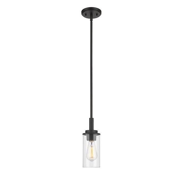 Millennium Lighting Janna Matte Black Contemporary Clear Glass Geometric Incandescent Mini Pendant Light