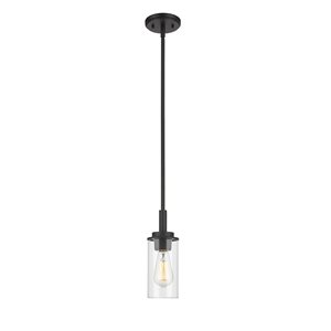 Millennium Lighting Janna Matte Black Contemporary Clear Glass Geometric Incandescent Mini Pendant Light