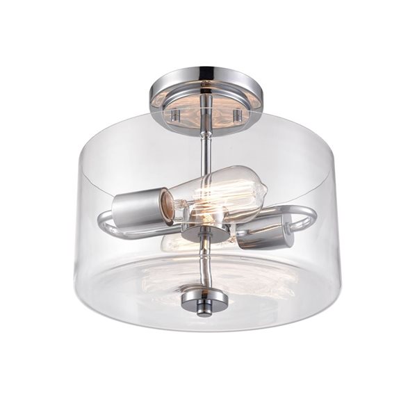 Millennium Lighting Verlana Polished Chrome Clear Glass Transitional Semi-Flush Mount Light