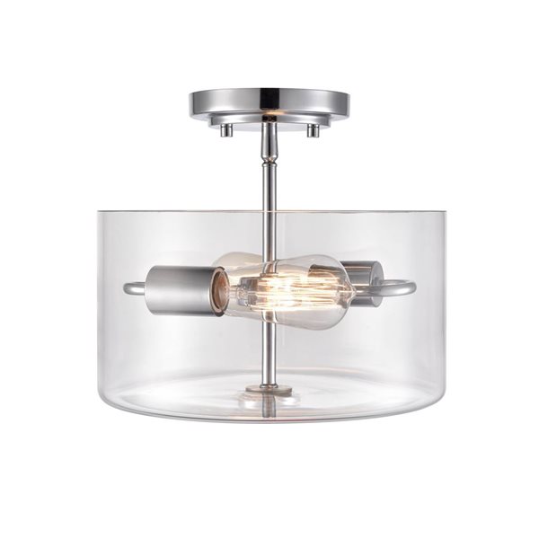 Millennium Lighting Verlana Polished Chrome Clear Glass Transitional Semi-Flush Mount Light