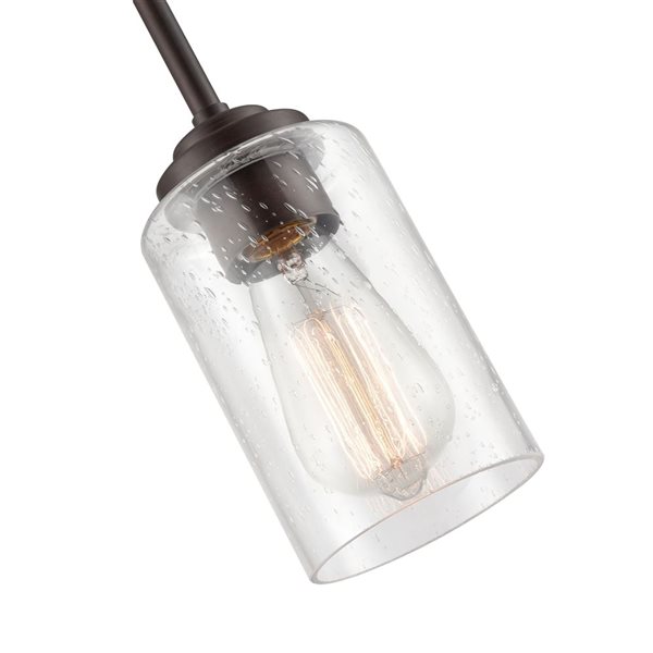 Millennium Lighting Moven Rubbed Bronze Transitional Clear Seeded Glass Geometric Mini Pendant Light