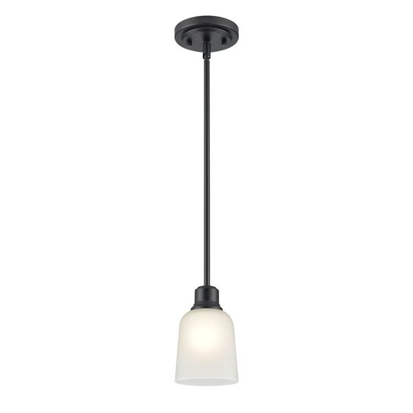 Millennium Lighting Amberle Matte Black Transitional Frosted Glass Geometric Mini Pendant Light