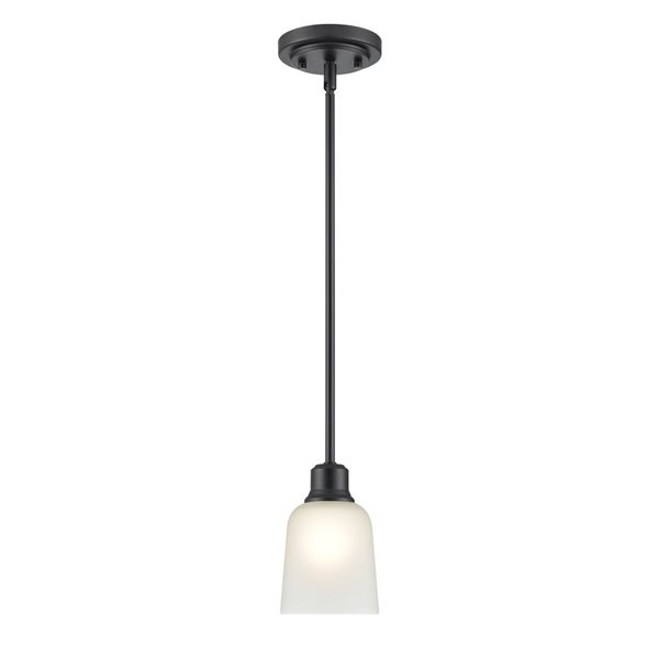 Millennium Lighting Amberle Matte Black Transitional Frosted Glass Geometric Mini Pendant Light