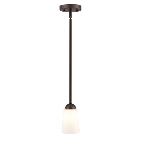 Millennium Lighting Ivey Lake Rubbed Bronze Transitional Etched White Glass Geometric Mini Pendant Light