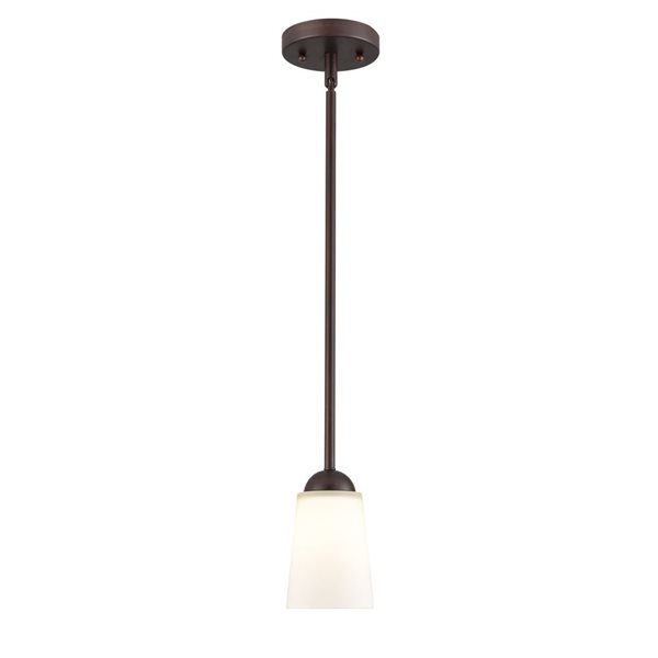 Millennium Lighting Ivey Lake Rubbed Bronze Transitional Etched White Glass Geometric Mini Pendant Light