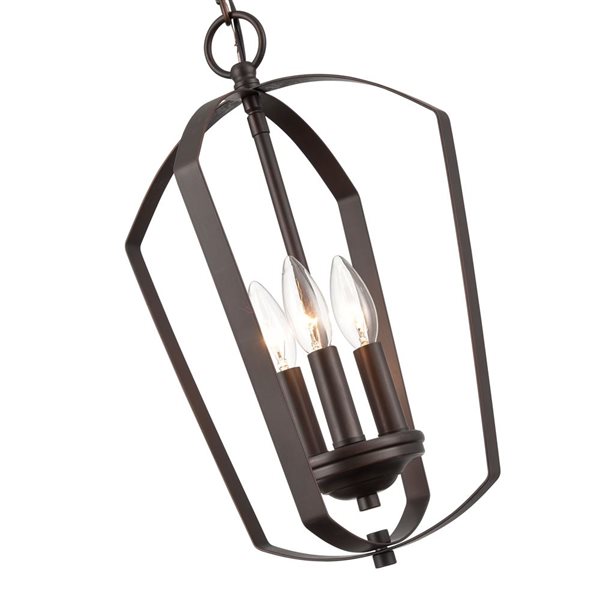 Millennium Lighting Ivey Lake Rubbed Bronze Etched White Glass Transitional Geometric Mini Pendant Light