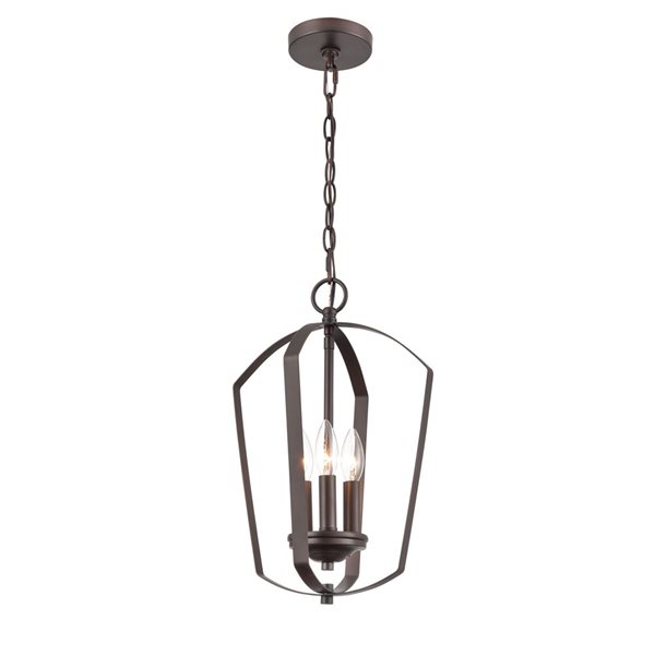 Millennium Lighting Ivey Lake Rubbed Bronze Etched White Glass Transitional Geometric Mini Pendant Light