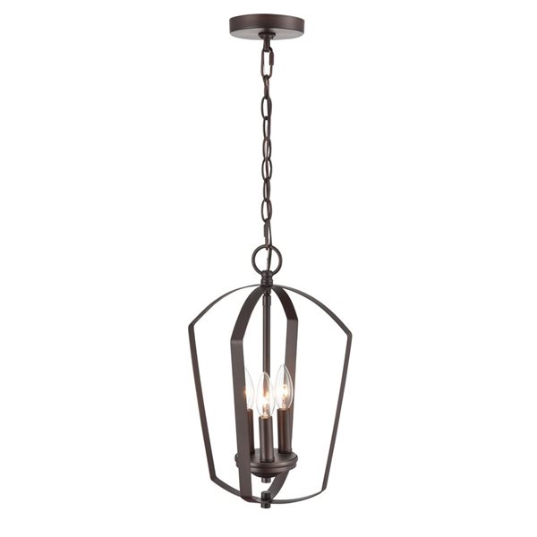 Millennium Lighting Ivey Lake Rubbed Bronze Etched White Glass Transitional Geometric Mini Pendant Light