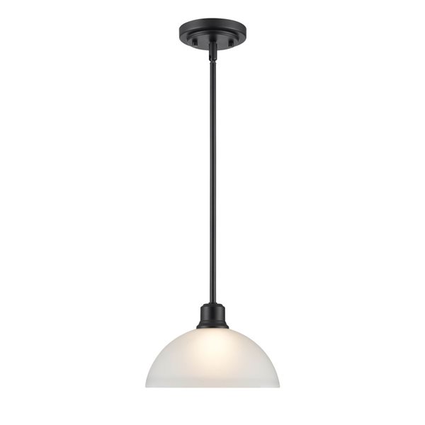 Millennium Lighting Amberle Matte Black Transitional Frosted Whtie Glass Geometric Mini Pendant Light