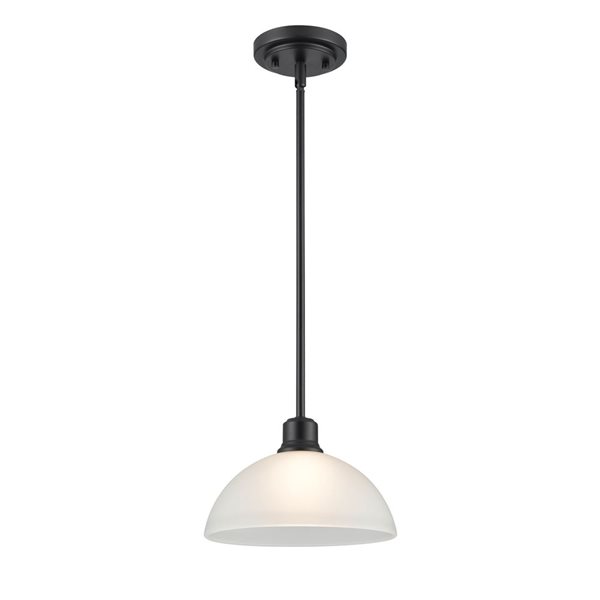 Millennium Lighting Amberle Matte Black Transitional Frosted Whtie Glass Geometric Mini Pendant Light