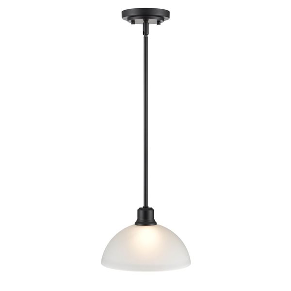 Millennium Lighting Amberle Matte Black Transitional Frosted Whtie Glass Geometric Mini Pendant Light