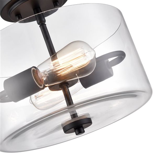 Millennium Lighting Verlana Matte Black Clear Glass Transitional Semi-Flush Mount Light