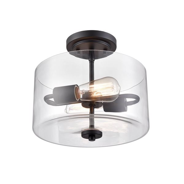 Millennium Lighting Verlana Matte Black Clear Glass Transitional Semi-Flush Mount Light