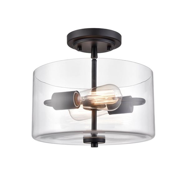 Millennium Lighting Verlana Matte Black Clear Glass Transitional Semi-Flush Mount Light