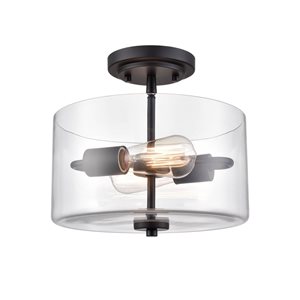 Millennium Lighting Verlana Matte Black Clear Glass Transitional Semi-Flush Mount Light