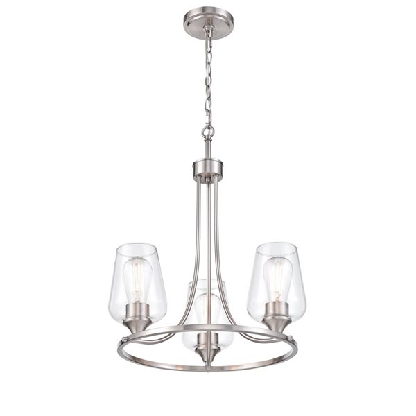 Millennium Lighting Ashford 3-Light Brushed Nickel Transitional Chandelier