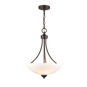 Millennium Lighting Ivey Lake Rubbed Bronze Etched Glass Transitional Geometric Mini Pendant Light