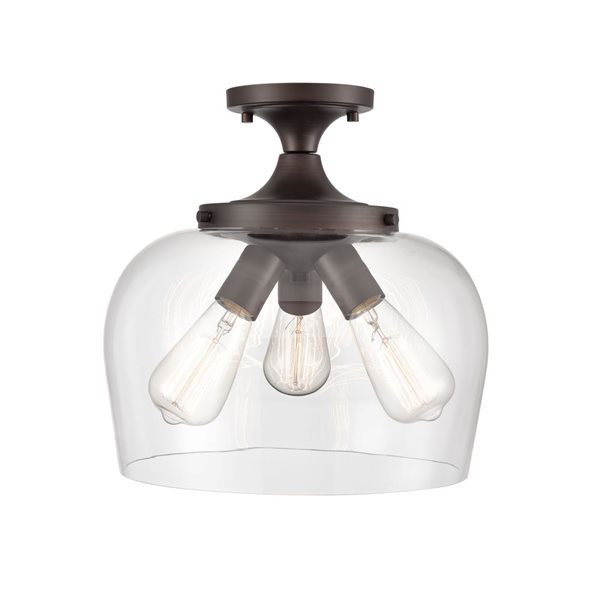 Millennium Lighting Ashford Oil-rubbed Bronze Clear Glass Transitional Semi-Flush Mount Light