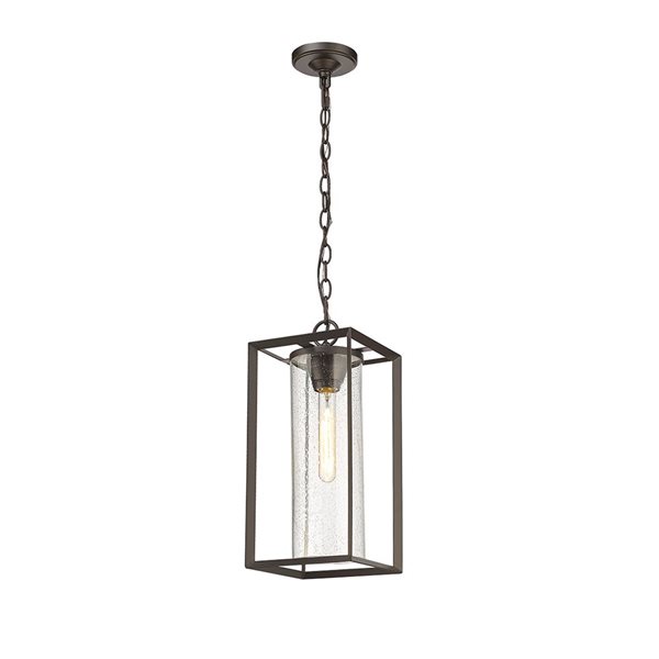 Millennium Lighting Wheatland Powder Coat Bronze Transitional Clear Glass Lantern Pendant Light