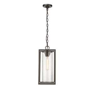 Millennium Lighting Wheatland Powder Coat Bronze Transitional Clear Glass Lantern Pendant Light