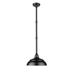 Millennium Lighting R Series Satin Black Rustic Dome Incandescent Downrod Pendant Light