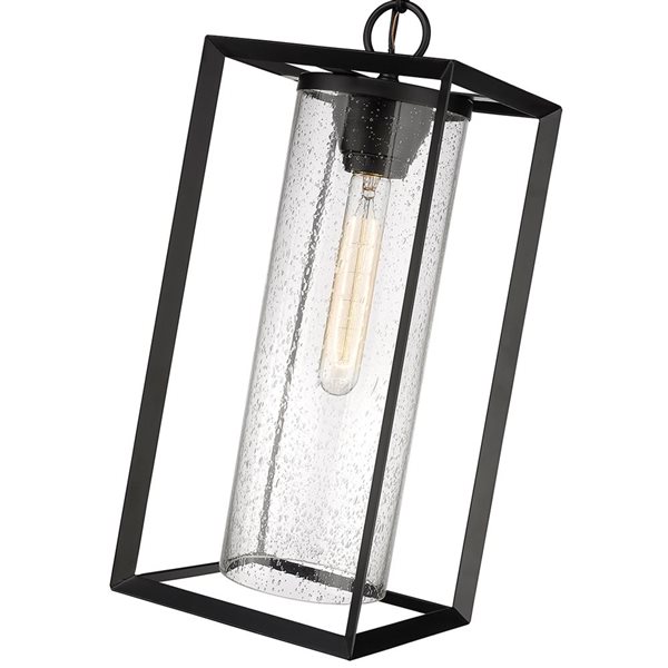 Millennium Lighting Wheatland Powder Coat Black Transitional Clear Glass Lantern Pendant Light