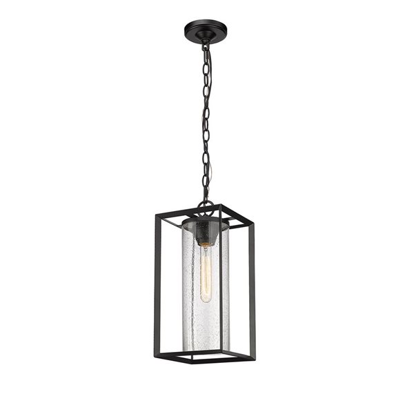 Millennium Lighting Wheatland Powder Coat Black Transitional Clear Glass Lantern Pendant Light