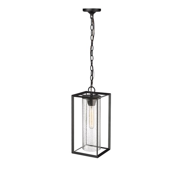 Millennium Lighting Wheatland Powder Coat Black Transitional Clear Glass Lantern Pendant Light