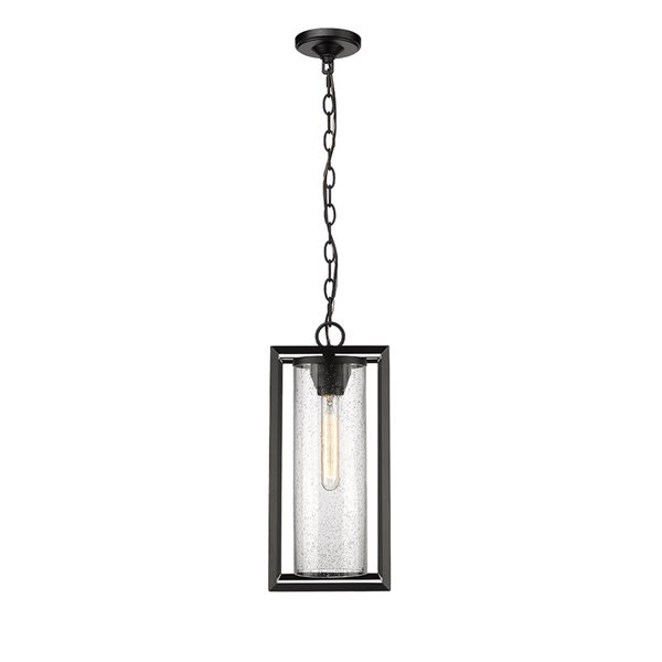 Millennium Lighting Wheatland Powder Coat Black Transitional Clear Glass Lantern Pendant Light