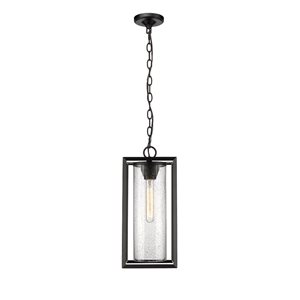 Millennium Lighting Wheatland Powder Coat Black Transitional Clear Glass Lantern Pendant Light