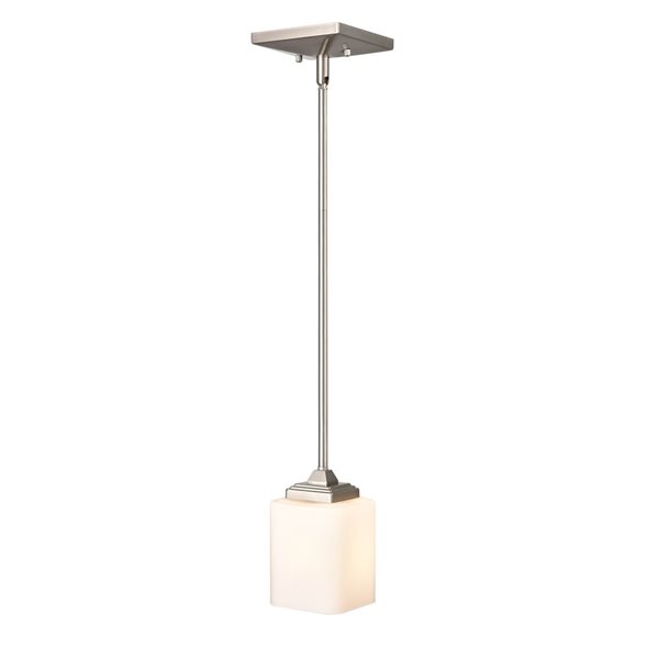 Millennium Lighting Eddison Brushed Nickel Modern Opal Glass Square Incandescent Medium Pendant Light