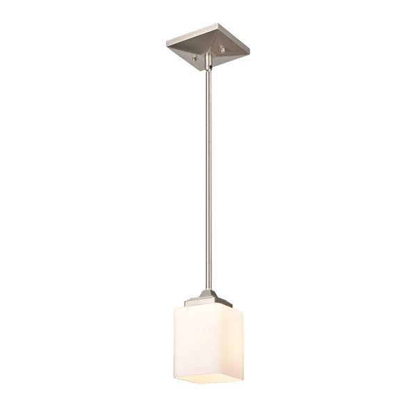 Millennium Lighting Eddison Brushed Nickel Modern Opal Glass Square Incandescent Medium Pendant Light