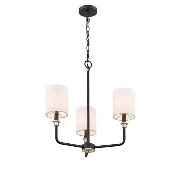 Millennium Lighting Chelsea 3-light Matte Black/Modern Gold Glam Chandelier