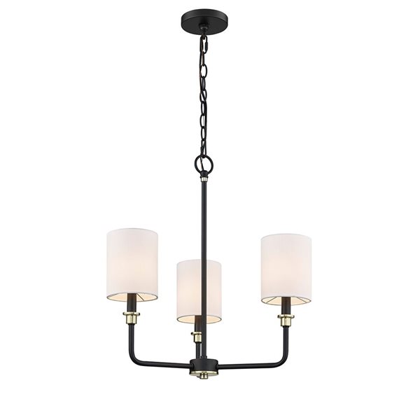 Millennium Lighting Chelsea 3-light Matte Black/Modern Gold Glam Chandelier