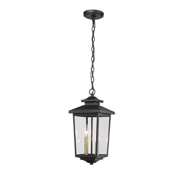 Millennium Lighting Eldrick Powder Coat Black Transitional Clear Glass Lantern Pendant Light