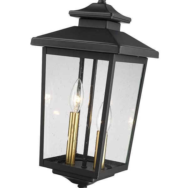 Millennium Lighting Eldrick Powder Coat Black Transitional Clear Glass Lantern Pendant Light