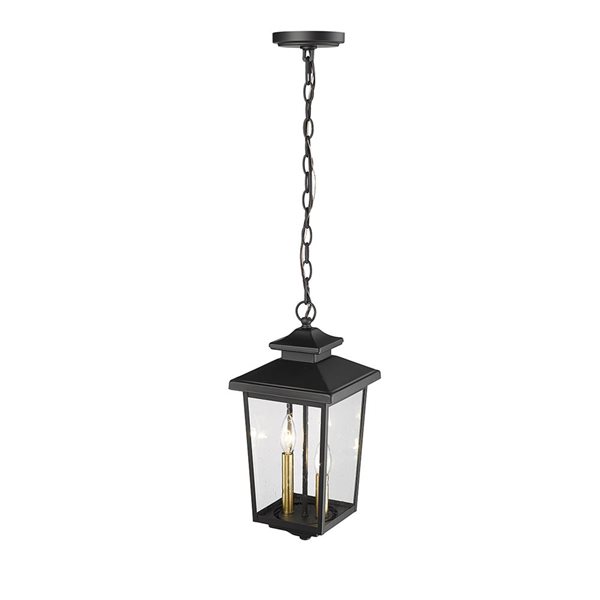 Millennium Lighting Eldrick Powder Coat Black Transitional Clear Glass Lantern Pendant Light