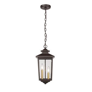 Millennium Lighting Eldrick Powder Coat Bronze Transitional Clear Glass Lantern Pendant Light