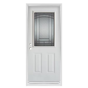 Dusco Chatham 36 x 80-In Steel Right-Hand White Entry Door