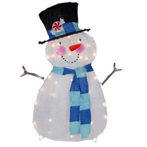 Northlight 32-in Freestanding Snowman Front Door Decoration Kit with White Incandescent Light