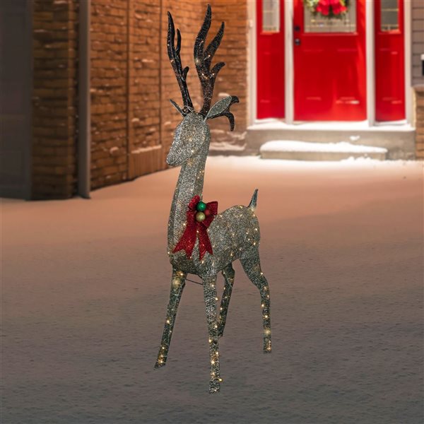 Northlight 74-in Freestanding Deer Front Door Decoration Kit with White LED Light