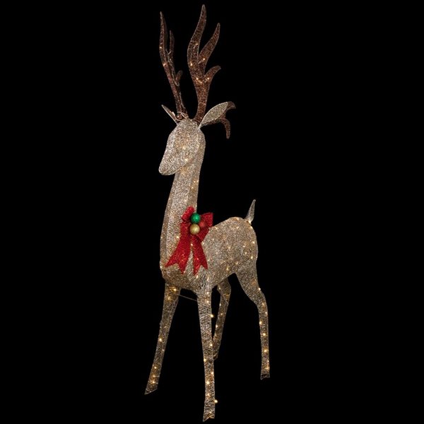 Northlight 74-in Freestanding Deer Front Door Decoration Kit with White LED Light