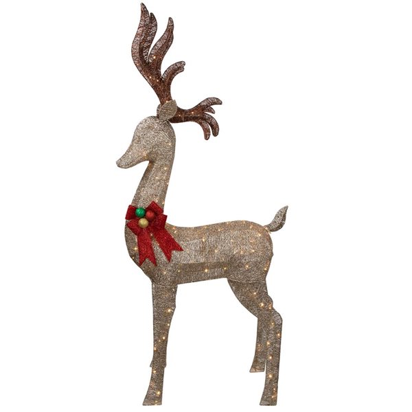 Northlight 74-in Freestanding Deer Front Door Decoration Kit with White LED Light