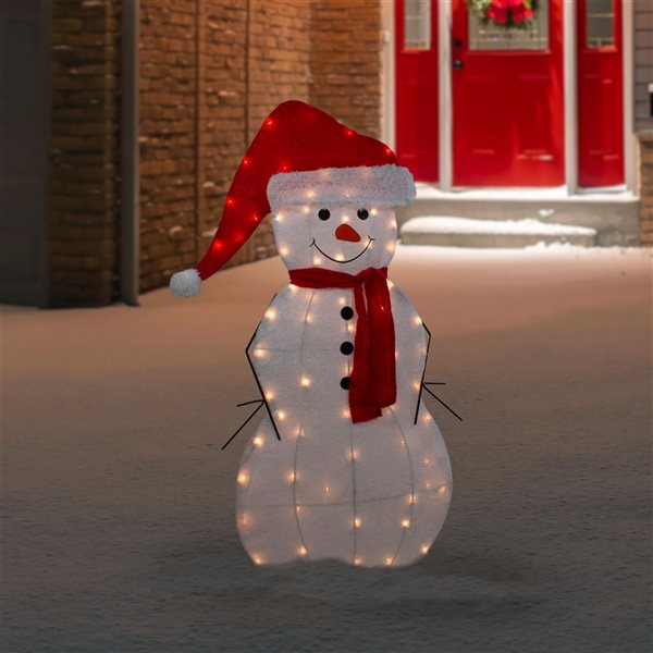 Northlight 42-in Freestanding Snowman Front Door Decoration Kit with White Incandescent Light