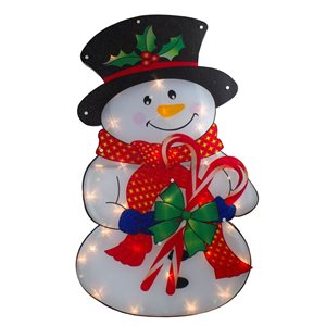Northlight 30.5-in Freestanding Snowman Front Door Decoration Kit with Clear Incandescent Light