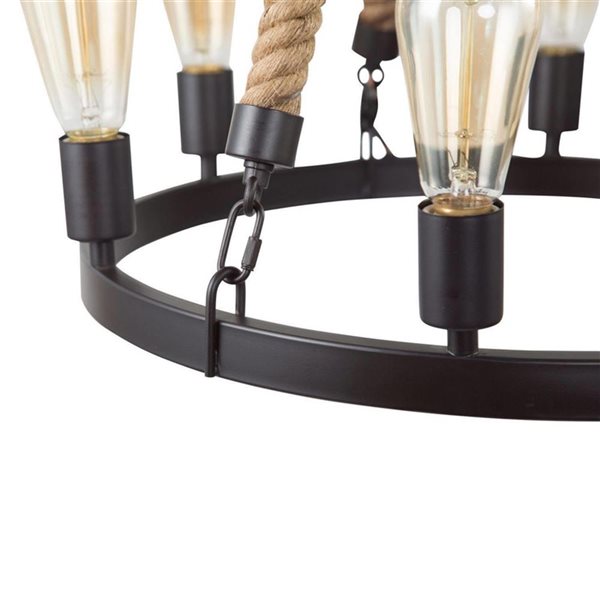 LNC Laius 6-Light Bronze Wagon Wheel Farmhouse LED Chandelier