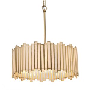 LNC Tiffany 4-Light Gold Drum Chandelier