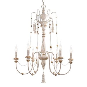 LNC Medieval 6-Light Distressed Gray and Antique Gold French Country Chandelier